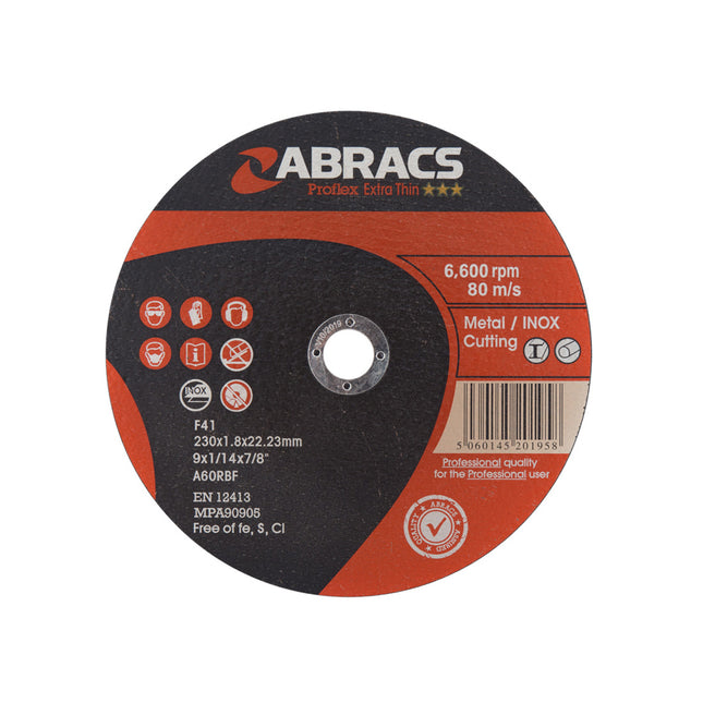 Abracs Proflex Extra Thin Cutting Disc Inox - 230 x 1.8mm (Box of 25)