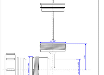 McAlpine T28M-FIL 1½" In-line Connector with Top Access Filter. Universal Connection x ABS Plain Spigot BS EN 1329-1:2000