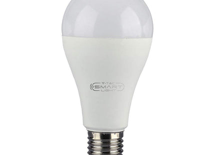 V-TAC 15W A65 Smart WiFi LED Bulb, RGB + 2700K-6400K and Multicolored, Dimmable, Auto On/Off, Compatible with Alexa and Google Home, No Hub Required, E27 Standard Edison Screw Base, VT-5117