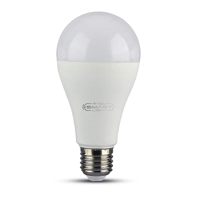 V-TAC 15W A65 Smart WiFi LED Bulb, RGB + 2700K-6400K and Multicolored, Dimmable, Auto On/Off, Compatible with Alexa and Google Home, No Hub Required, E27 Standard Edison Screw Base, VT-5117