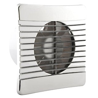 4" Bathroom Low Profile/Slimline Extractor Fan with Chrome Effect Grille and Run on Timer