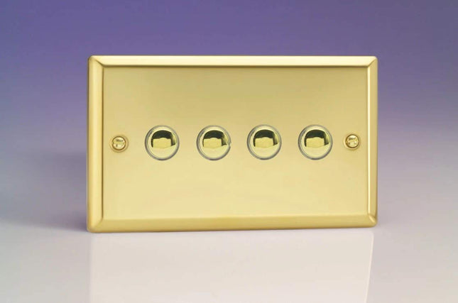 Varilight 4-Gang 6A 1-Way Push-to-Make Momentary Switch (Twin Plate) Victorian Brass XVM4