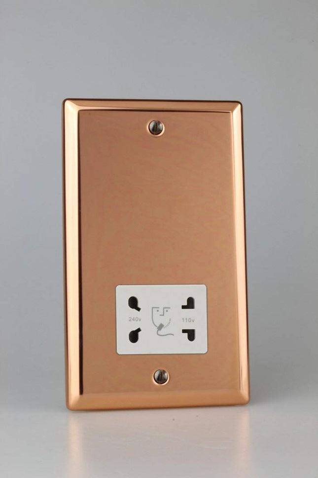 Varilight Classic Polished Copper Dual Voltage Shaver Socket 240V/115V 240V/115V with White Insert