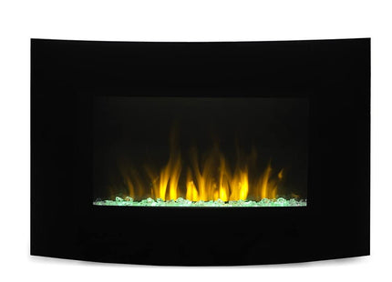 Dimplex Artesia ART20 Curved Wall Fire, Black Wall Mounted Contemporary Electric Fireplace, Adjustable 2kW Heater with Glass Front, Multicoloured LED Optiflame Lights, Mood Lights & Remote Control