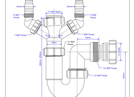 McAlpine WM11 75mm Water Seal Adjustable Inlet Tubular Swivel 'P' Trap (Pack of 3)