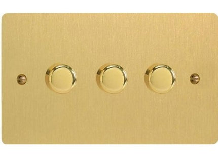 Varilight Ultraflat LED Dimmer Switch 3 Gang (2 Way) Brushed Brass