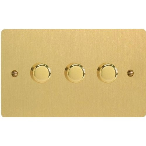 Varilight Ultraflat LED Dimmer Switch 3 Gang (2 Way) Brushed Brass
