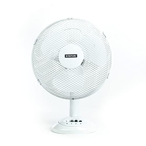 Status WX00405 Portable 12-Inch Oscillating Desk Fan White