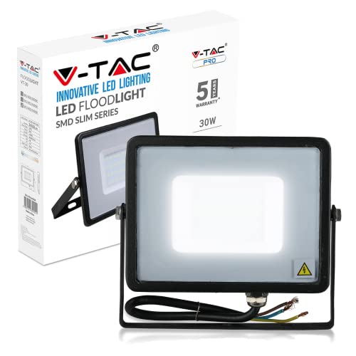 V-TAC LED Floodlight Outdoor 30W Flood Lights Outdoor | 2400 Lumens LED Work Light | Waterproof IP65 | White 6400K LED Flood Lights Outdoor for Garden Patio Driveway and more