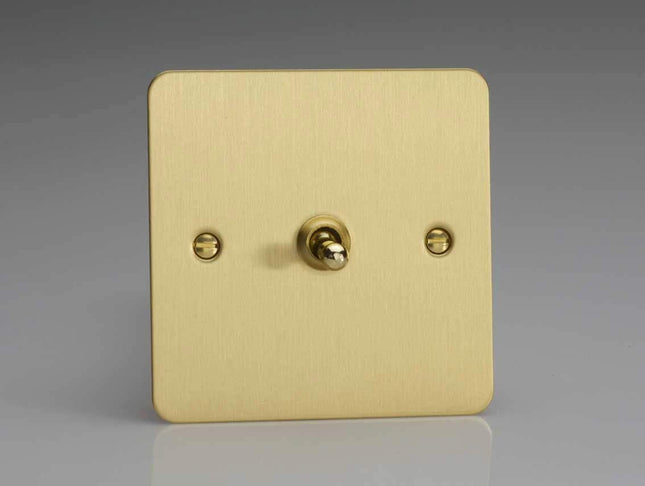 Varilight 1-Gang 1 or 2W 10A Classic Toggle Switch Ultra Flat Brushed Brass XFBT1