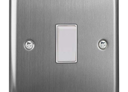 Varilight XTBPW Classic Brushed Steel 1-Gang 10A Retractive Light Switch