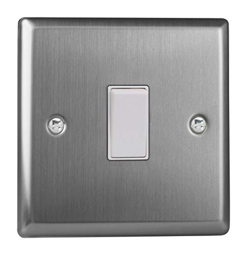 Varilight XTBPW Classic Brushed Steel 1-Gang 10A Retractive Light Switch