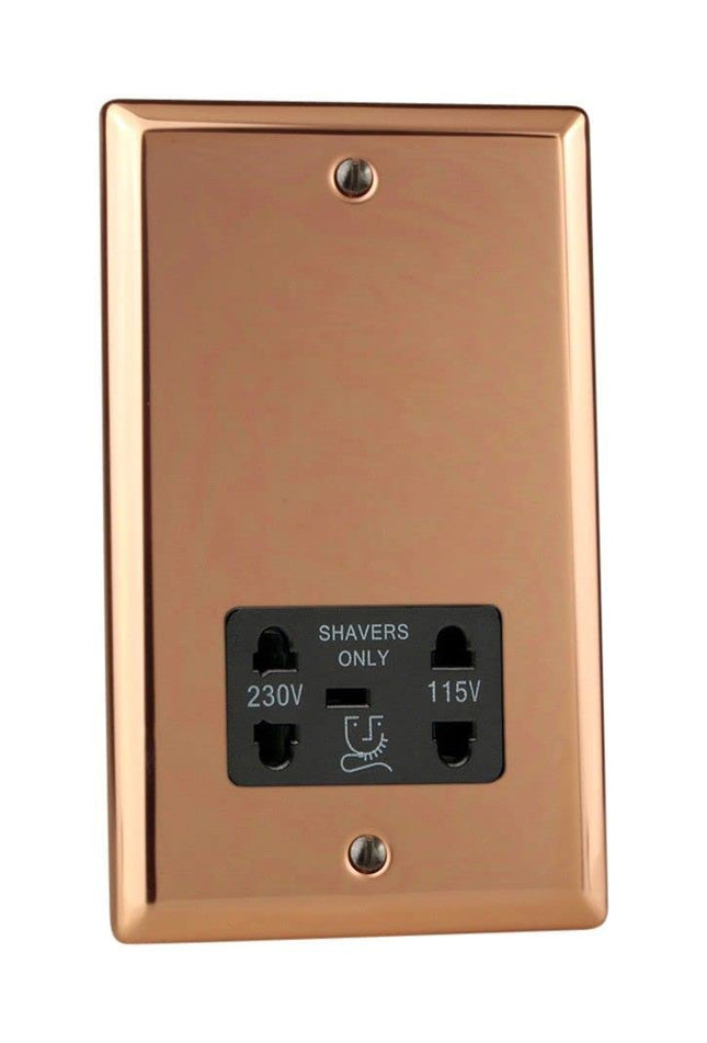Varilight XYSSB.CU Shaver Unit 115/230V Polished Copper (Black Inserts)