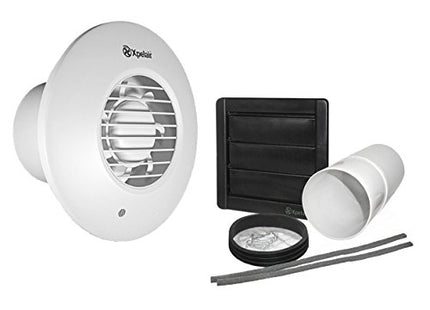 Xpelair DX100TR 4 inch (100mm) Simply Silent DX100 Bathroom Fan with Wall Kit-Timer Round, Cool White