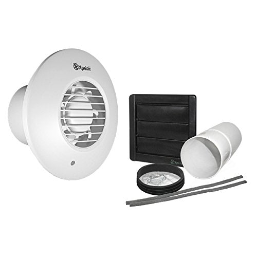 Xpelair DX100TR 4 inch (100mm) Simply Silent DX100 Bathroom Fan with Wall Kit-Timer Round, Cool White