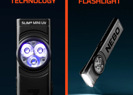 Nebo Slim Mini UV Rechargeable LED Flashlight (Black) 150 Lm