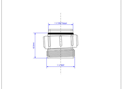 McAlpine T12A-1 1½" BSP x 1" length BSP Female x BSP Male Coupling