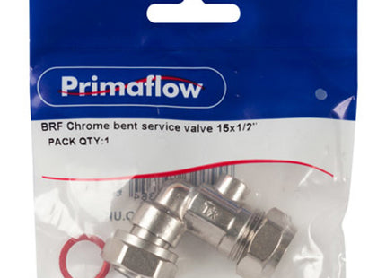 Primaflow Chrome Bent Service Valve 15mm x 1/2" - 9BS151