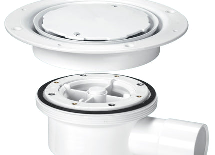 McAlpine VSG52WH Two-Piece Valve Shower Gully, White Plastic Clamp Ring and Cover Plate, 1½" Horizontal Outlet
