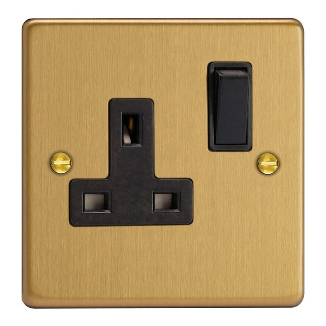 Varilight 1-Gang 13A Double Pole Switched Socket  Brushed Brass