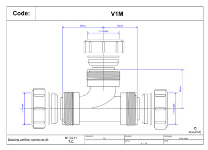 McAlpine V1M 1½" Multifit Swept Tee