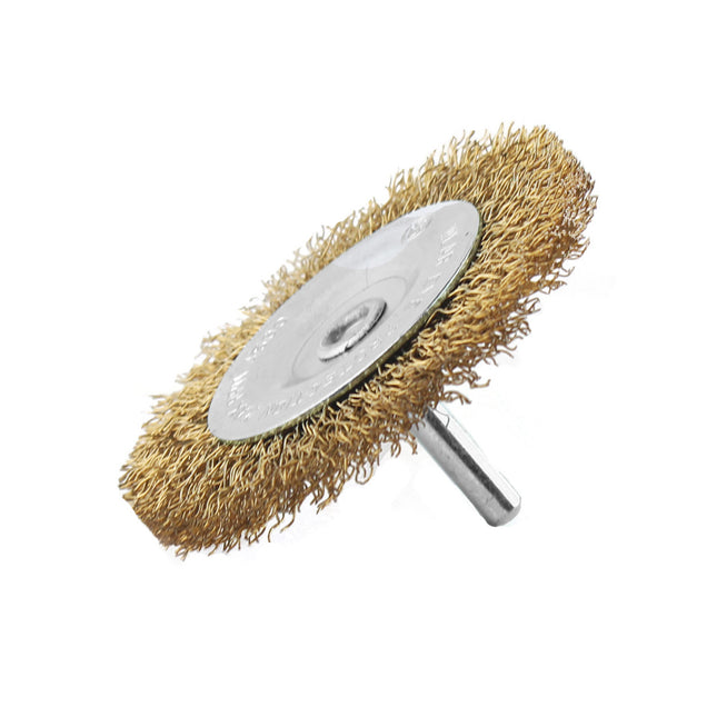 Abracs Spindle Mounted Circular Wire Brush Brass Dipped Steel - 75mm (Box of 10)
