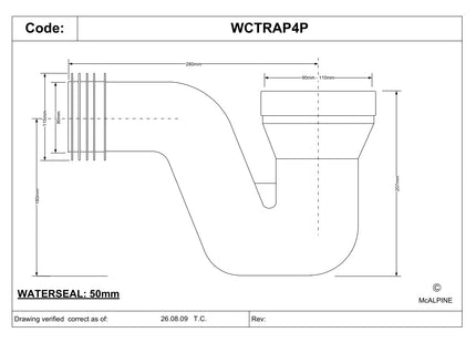 McAlpine P Trap Connector for Squatting Pan & Hoppers    WCTRAP4P