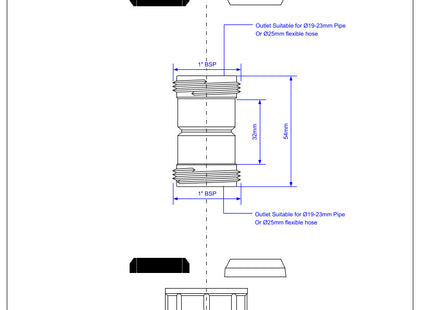 McAlpine R1M-CO Flexible to Rigid Overflow Pipe Straight Connector