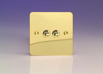 Varilight 2-Gang 1 or 2W 10A Classic Toggle Switch Ultra Flat Polished Brass XFVT2