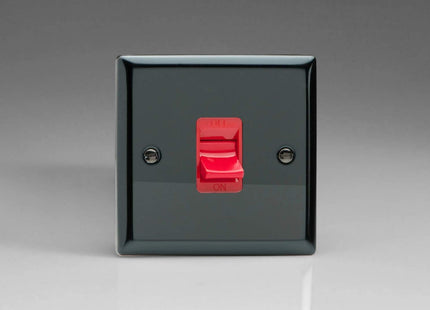 Varilight 45A Cooker Switch (Single Plate, Red Rocker) Iridium XI45S