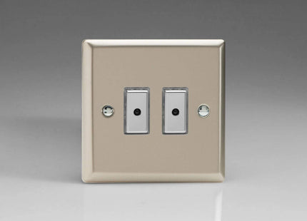 Varilight 2-Gang 1-Way Remote/Tactile Touch Control Master LED Dimmer 2 x 0-100W (Max 10 LEDs) Satin Chrome JNE102
