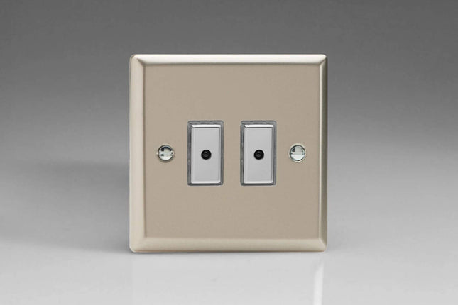 Varilight 2-Gang 1-Way Remote/Tactile Touch Control Master LED Dimmer 2 x 0-100W (Max 10 LEDs) Satin Chrome JNE102