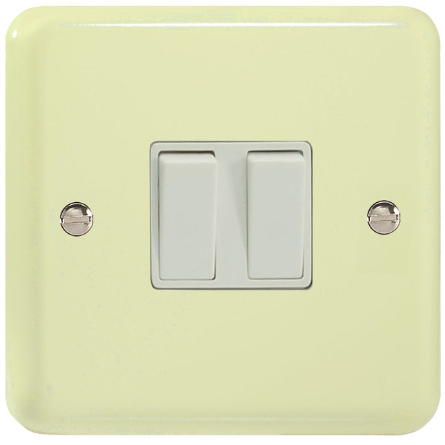 Varilight 2-Gang (Double), 1 or 2 Way 10 Amp Switch, Classic Lily White Chocolate XY2W.WC