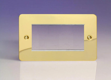 Varilight Data Grid Face Plate For 3 or 4 Data Module Widths Ultra Flat Polished Brass XFVG4