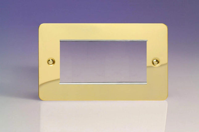 Varilight Data Grid Face Plate For 3 or 4 Data Module Widths Ultra Flat Polished Brass XFVG4