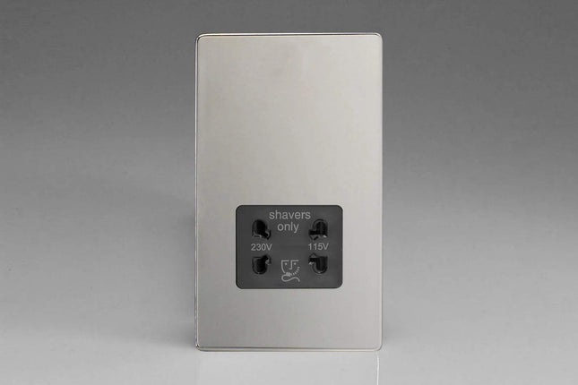 Varilight Dual Voltage Shaver Plug Socket 240V/115V 240V/115V Polished Chrome XDCSSBS