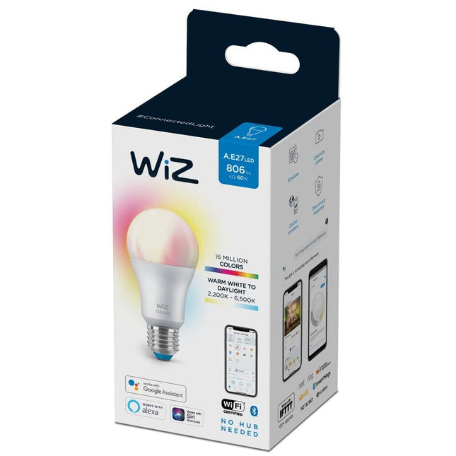 4lite Smart Wiz Connected LED Bulb A60 E27 Screw Fitting WiFi/Bluetooth Colour Changing Tuneable White & Dimmable 8w 806lm 4L1/8003
