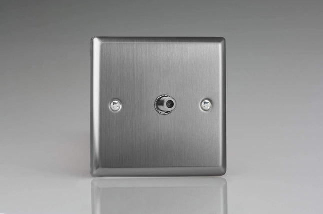 Varilight XT8S Classic Brushed Steel 1-Gang F-Type Satellite Socket