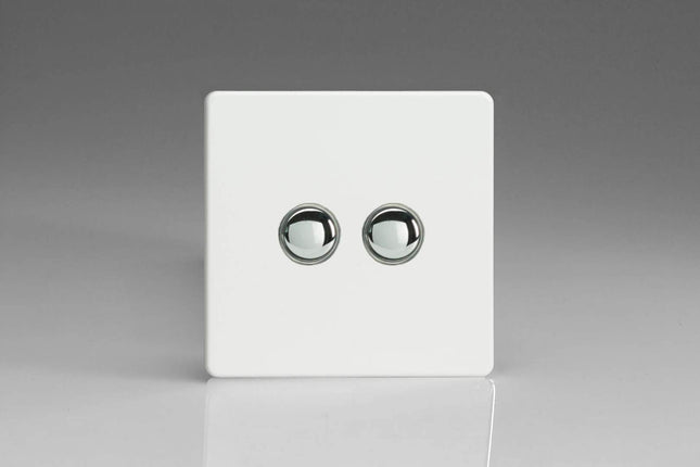 Varilight V-Pro IR 2-Gang Tactile Touch Control Dimming Light Switch Slave for use with Master on 2-Way Circuits Premium White IJDQS002S