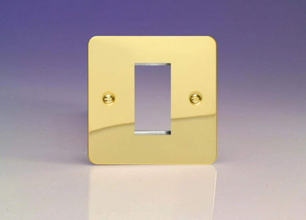 Varilight Data Grid Face Plate For 1 Data Module Width Ultra Flat Polished Brass XFVG1