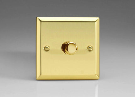 Varilight 1-Gang 2-Way Push-On/Off Rotary Dimmer 1 x 60-400W Victorian Brass HV3