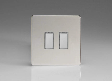 Varilight Eclique 2 2-Gang Tactile Touch Control Dimming Light Switch Slave for use with Eclique2 Master on 2-Way Circuits Polished Chrome JDCES002S