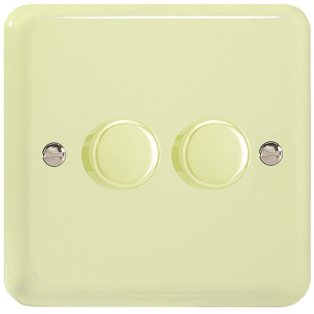 Varilight V-Pro Lily Pastel White Chocolate 2-Gang LED Trailing Edge Dimmer Switch 1 or 2 Way