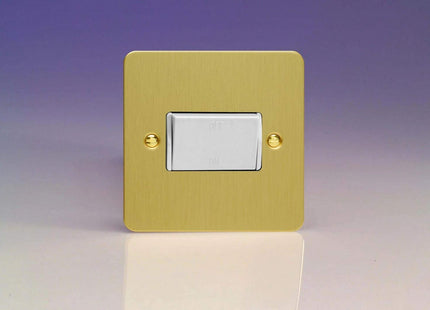 Varilight Ultra Flat Plate Brushed Brass Fan Isolator Switch White Insert XFBFIW