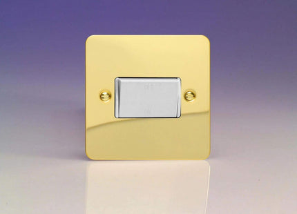 Varilight Ultra Flat Plate Polished Brass Fan Isolator Switch White Insert XFVFIW