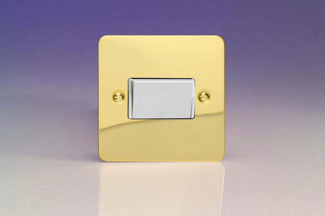 Varilight Ultra Flat Plate Polished Brass Fan Isolator Switch White Insert XFVFIW