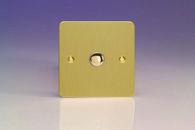 Varilight 1-Gang 6A 1- or 2-Way Push-On/Off Impulse Switch Brushed Brass XFBP1