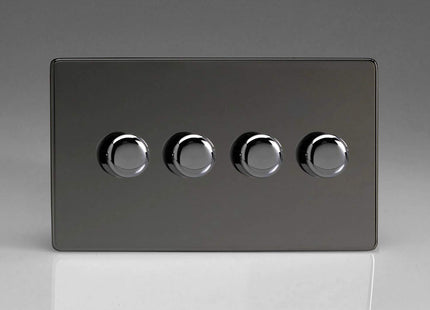 Varilight V-Pro Screwless Iridium Black 4 Gang LED Trailing Edge Dimmer Switch 1 or 2 Way