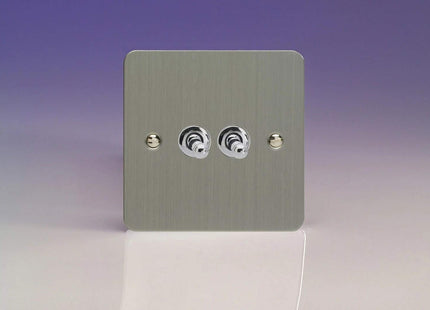 Varilight XFST2 2-Gang 10A 1 Or 2 Way Toggle Switch In Brushed Steel