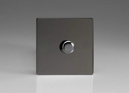 Varilight Screwless Iridium 1-Gang 2-Way Dimmer Light Switch 1-Gang 2-Way Push-On/Off Rotary LED Dimmer 1 x 0-120W (1-10 LEDs)